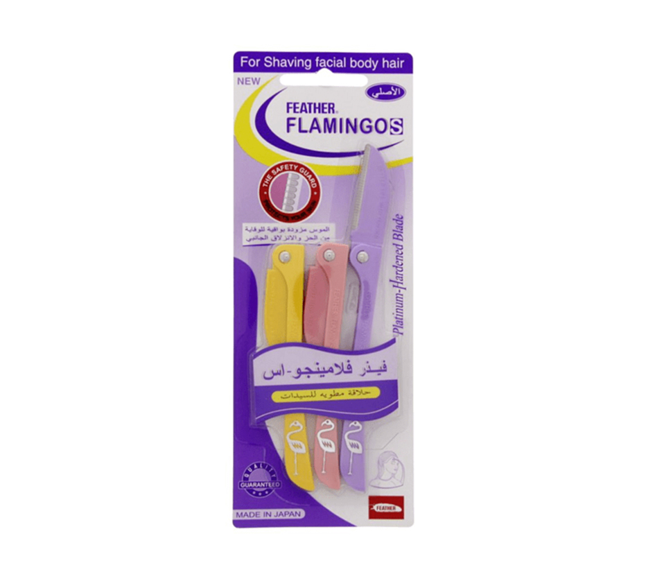 Feather-Flamingo S For Shaving Facial Body Hair - 3 Pieces
